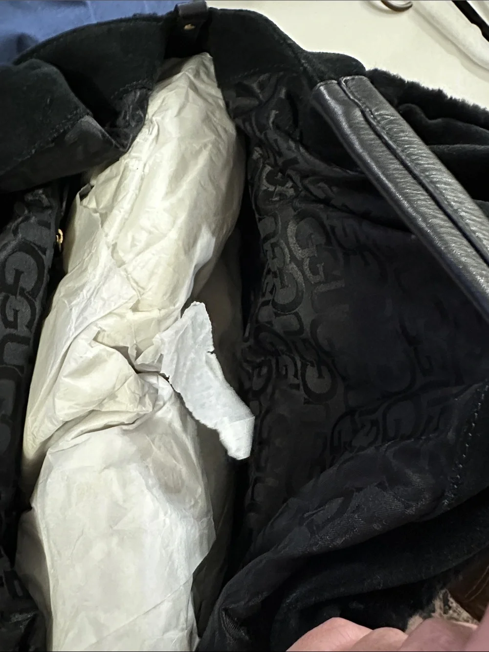 UGG Black Suede & Shearling Tote